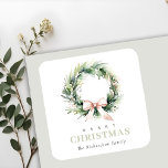 Mjuk  Grönt Jul Utandningsfärg Vattenfärg Fyrkantigt Klistermärke<br><div class="desc">Om du behöver ytterligare anpassningar kan du kontakta mig på yellowfebstudio@gmail.com.</div>