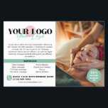 Mjuk Grönt Logotypen Foton QR Spa Salon Flygblad<br><div class="desc">Marknadsföring-flygare för med mjuk grönt för ett spa-, salon-, massageterapeut eller mer med dina foton, logotyper och QR-kod. Lägg till din text, dina tjänster, ett rabatterbjudande, kontaktinformation, adress, öppettider, en information om text, social-media med mera. Personlig för säljfrämjande spa-flygare med text, logotyp, foton och QR-kod som ska överlämnas till potentiella...</div>