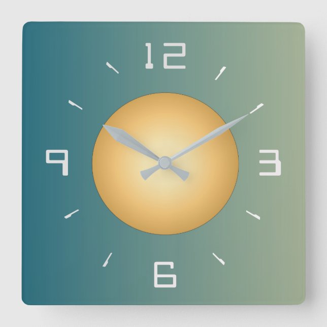 Mjuk Grönt med Trendig Vita siffror Väggklocka (Framsida)