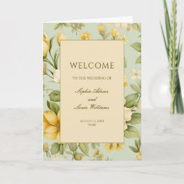 Mjuk grönt och beige blommigt bröllop program