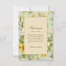 Mjuk grönt och beige blommigt bröllop tack kort