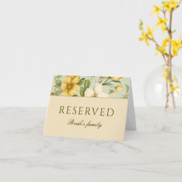 Mjuk grönt och beige blommor bröllop reserverat te kort