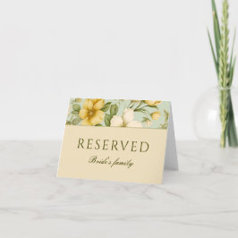 Mjuk grönt och beige blommor bröllop reserverat te kort