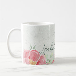 Mjuk Grönt och Rosa Glitter Blommigt Sweet sixteen Kaffemugg