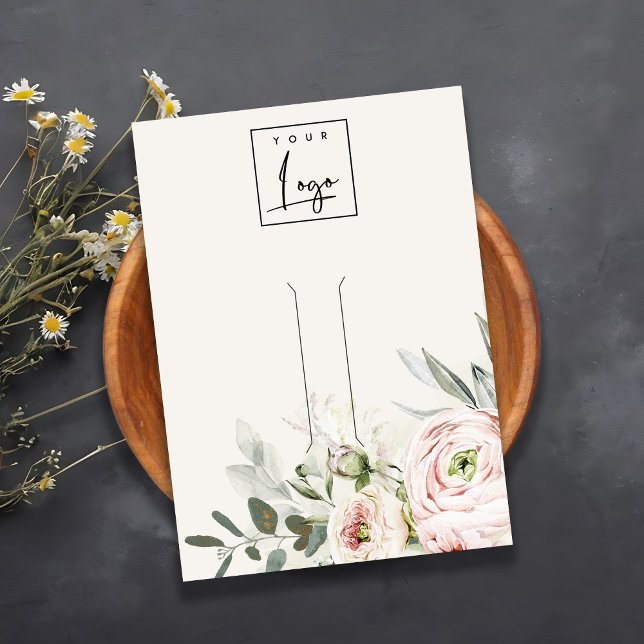 Mjuk  Grönt Peony Blommigt Logotyp Hairclip Holder Visitkort (Skapare uppladdad)