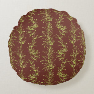 Mjuk Grönt Rosemary Gren Outline Round Pillow Rund Kudde