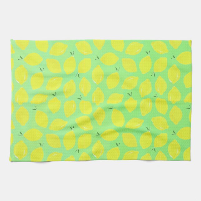 Mjuk Grönt täckt med Lemons Dish Towel Kökshandduk (Horisontell)