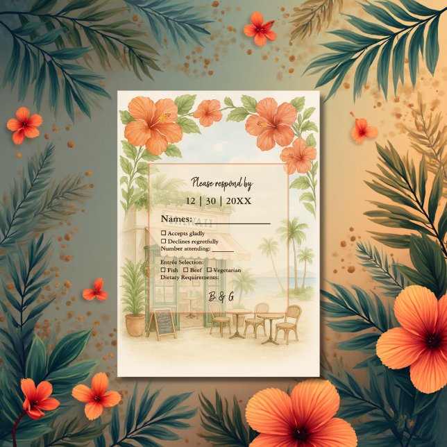 Mjuk Grönt Tropical Hawaii Destination Wedding OSA Kort (Skapare uppladdad)