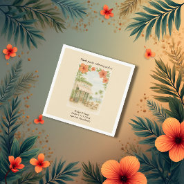 Mjuk Grönt Tropical Hawaii Destination Wedding Pappersservett
