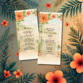 Mjuk Grönt Tropical Hawaii Destination Wedding Program