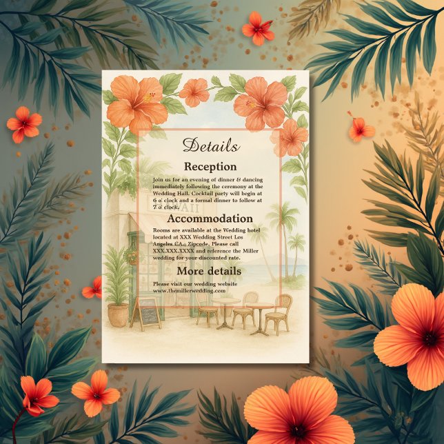 Mjuk Grönt Tropical Hawaii Destination Wedding Tilläggskort (Skapare uppladdad)