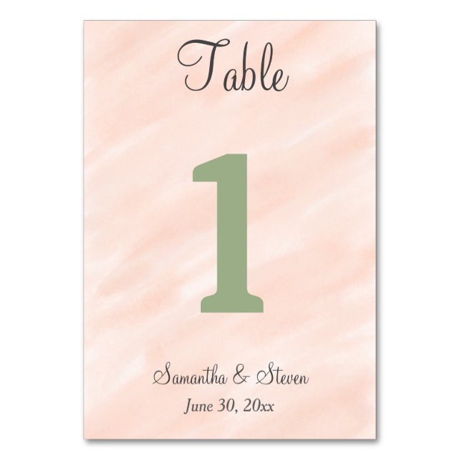 Mjuk  Grönt - vattenfärg Bordsnummer (Framsidan)