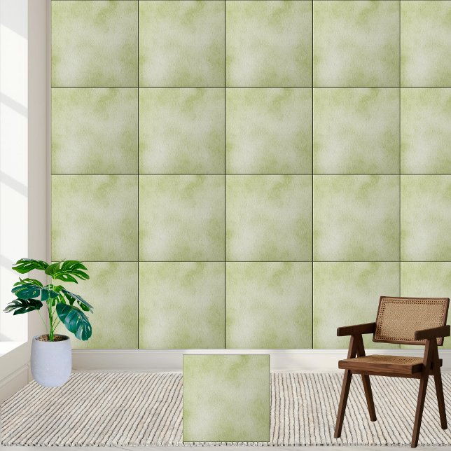 Mjuk Grönt Vattenfärg Struktur keramisk platta Kakelplatta (Soft Green Watercolor Texture Ceramic Tile)