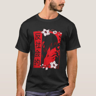 Mjuk grunge Aesthetic Antisocial Ledsen Anime Girl T Shirt
