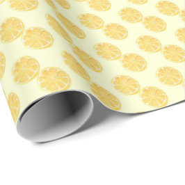 Mjuk gul citronskiva Vattenfärg mönster Presentpapper
