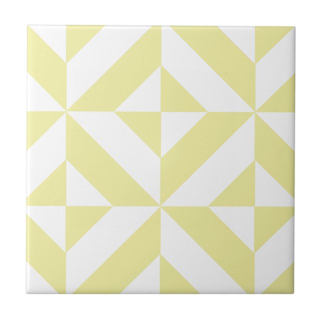 Mjuk gul geometrisk Art Deco Kakelplatta (Framsidan)