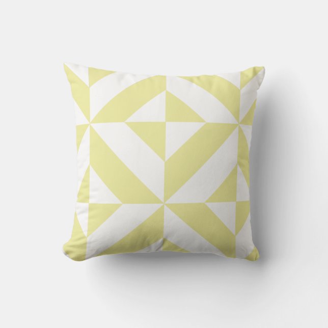 Mjuk gul geometrisk Art Deco Kudde (Framsida)