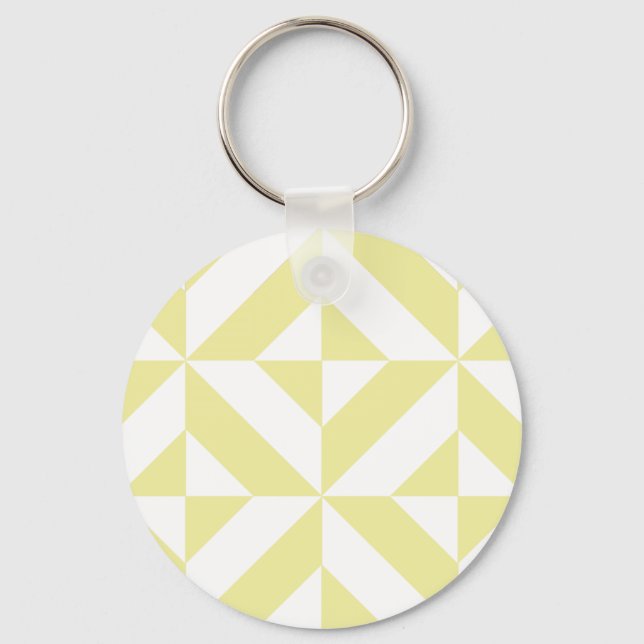 Mjuk gul geometrisk Art Deco Nyckelring (Framsida)