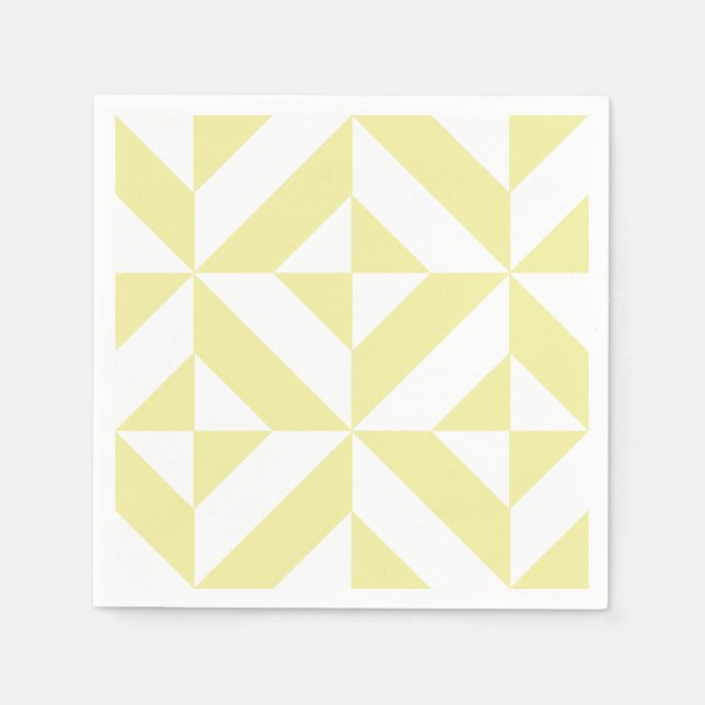 Mjuk gul geometrisk Art Deco Pappersservett (Framsidan)