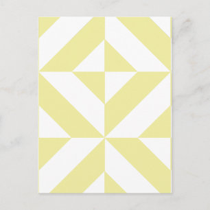 Mjuk gul geometrisk Art Deco Vykort