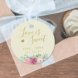 Mjuk Gul Och Guld Blommig Kärlek är Söt Bröllop Gåvor Etiketter