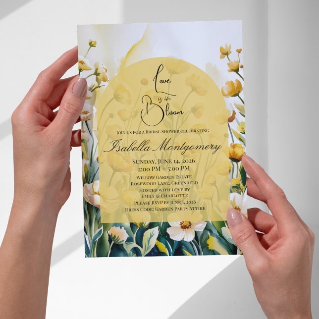 Mjuk gul palett Bröllopsdusch för kärlek i blom Inbjudningar (Soft Yellow Palette Love Is in Bloom Bridal Shower Invitations
)