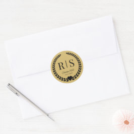 Mjuk Guld Bröllopsmonogram Initialer Runt Klistermärke