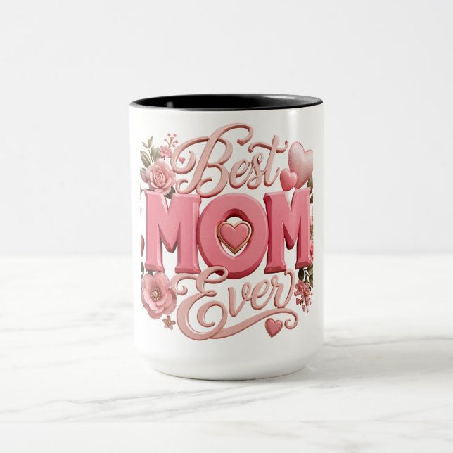 Mjuk Guld Mor Citat 3D Typografi | Elegant Flo Mugg (Center)