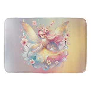 Mjuk Gult Blommigt Fairy Princess Girls Badrumsmatta