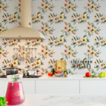 Mjuk Gult Blommönster Tapet