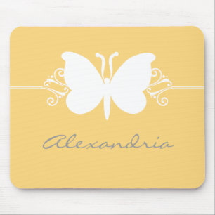 Mjuk Gult Butterfly Swirls Mousepad Musmatta