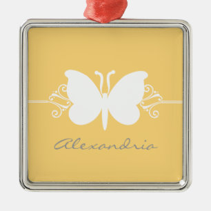 Mjuk Gult Butterfly Swirls Premium Ornament