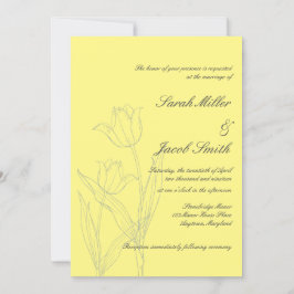 Mjuk Gult och Grått minimalistisk Tulip Bröllop Inbjudningar