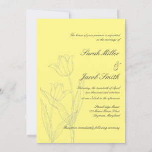 Mjuk Gult och Grått minimalistisk Tulip Bröllop Inbjudningar