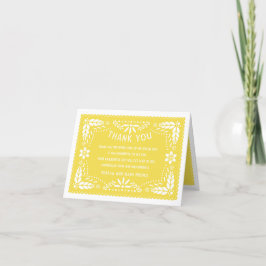 Mjuk gult papel picado Mexican stil Baby Shower Tack Kort