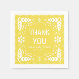 Mjuk gult papel picado Tack Baby Shower Pappersservett