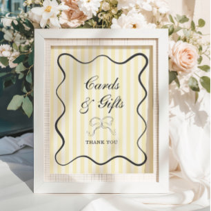 Mjuk Gult Rand Bow Cards och Gåvor Poster