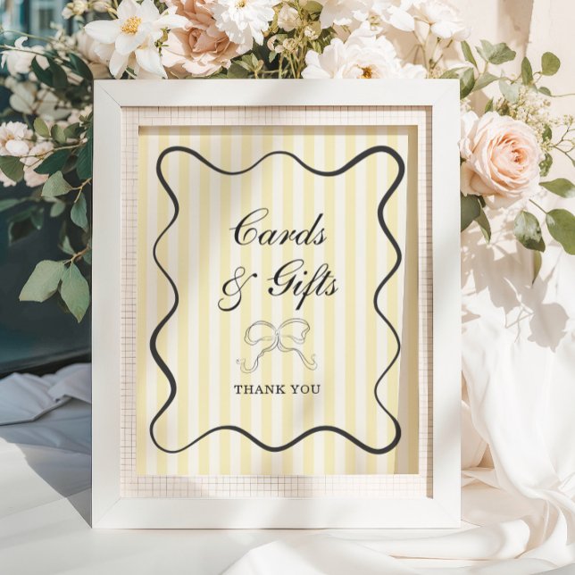 Mjuk Gult Rand Bow Cards och Gåvor Poster (Skapare uppladdad)