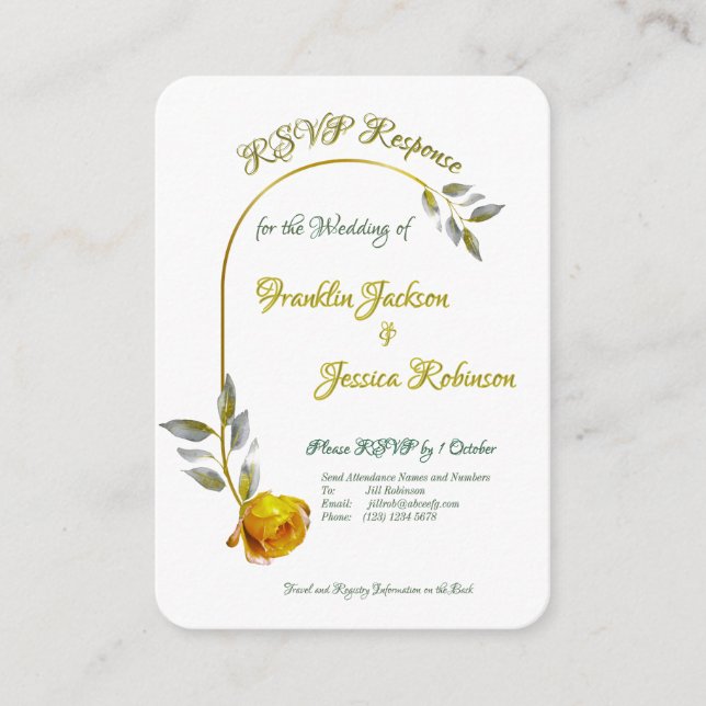 Mjuk Gult-Rosa med blek grönt och guld bröllop Tilläggskort (Framsida)