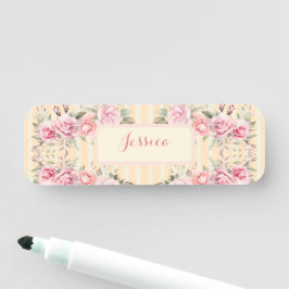 Mjuk gult strimlad namnbricka