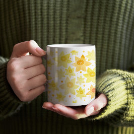 Mjuk Gult Vattenfärg Daffodil & Dots Mönster Jumbo Mugg