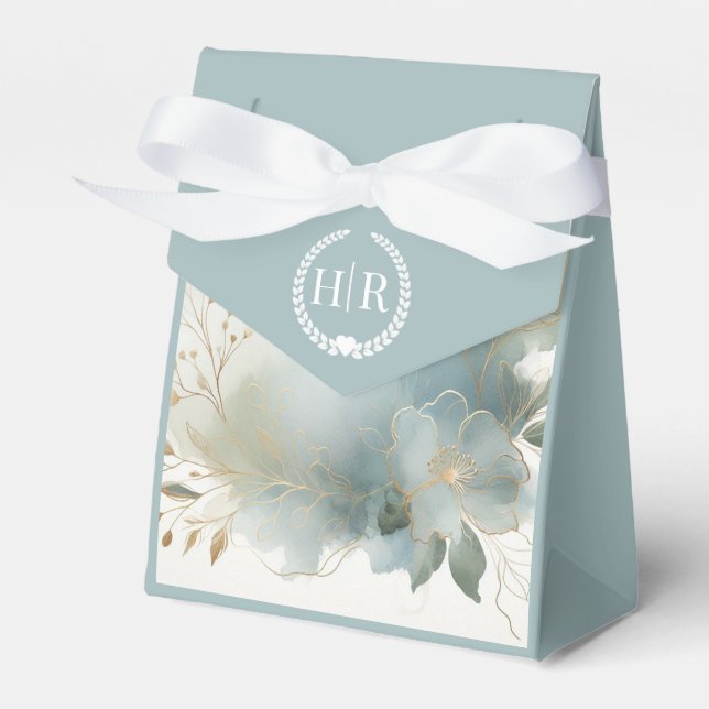 Mjuk gyllene dammig blå romantisk bröllopsfest presentaskar (Framsidan Sidan)