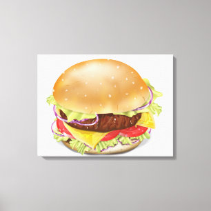 Mjuk hamburgare eller ostburgare. canvastryck