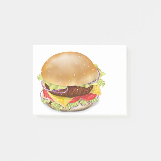 Mjuk hamburgare eller ostburgare. post-it block (Framsida)