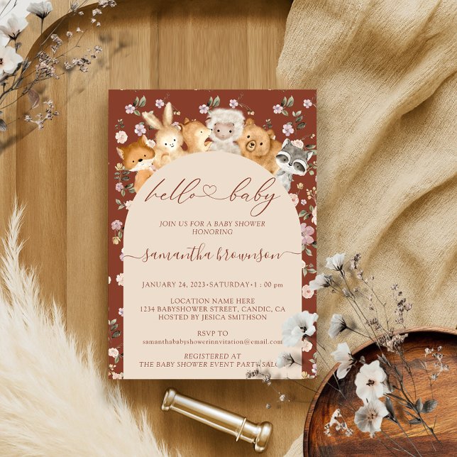 Mjuk Hej Skogsdjur för babyskor Inbjudningar (Skapare uppladdad)