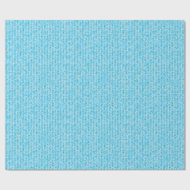 Mjuk himmelsblå & vit akvarell Ditsy-blommig mönst Presentpapper (Platt)