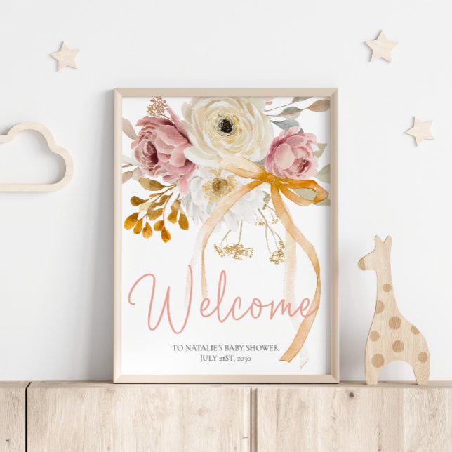 Mjuk höst vår blommande bebis shower välkomstskylt poster (Skapare uppladdad)