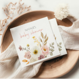 Mjuk Höst Vår Blommig Flick Babyfirande Pappersservett
