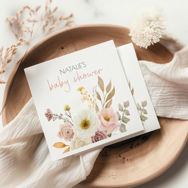 Mjuk Höst Vår Blommig Flick Babyfirande Pappersservett (Skapare uppladdad)
