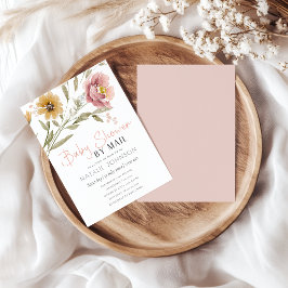 Mjuk höst vår blomster flicka baby shower via post inbjudningar